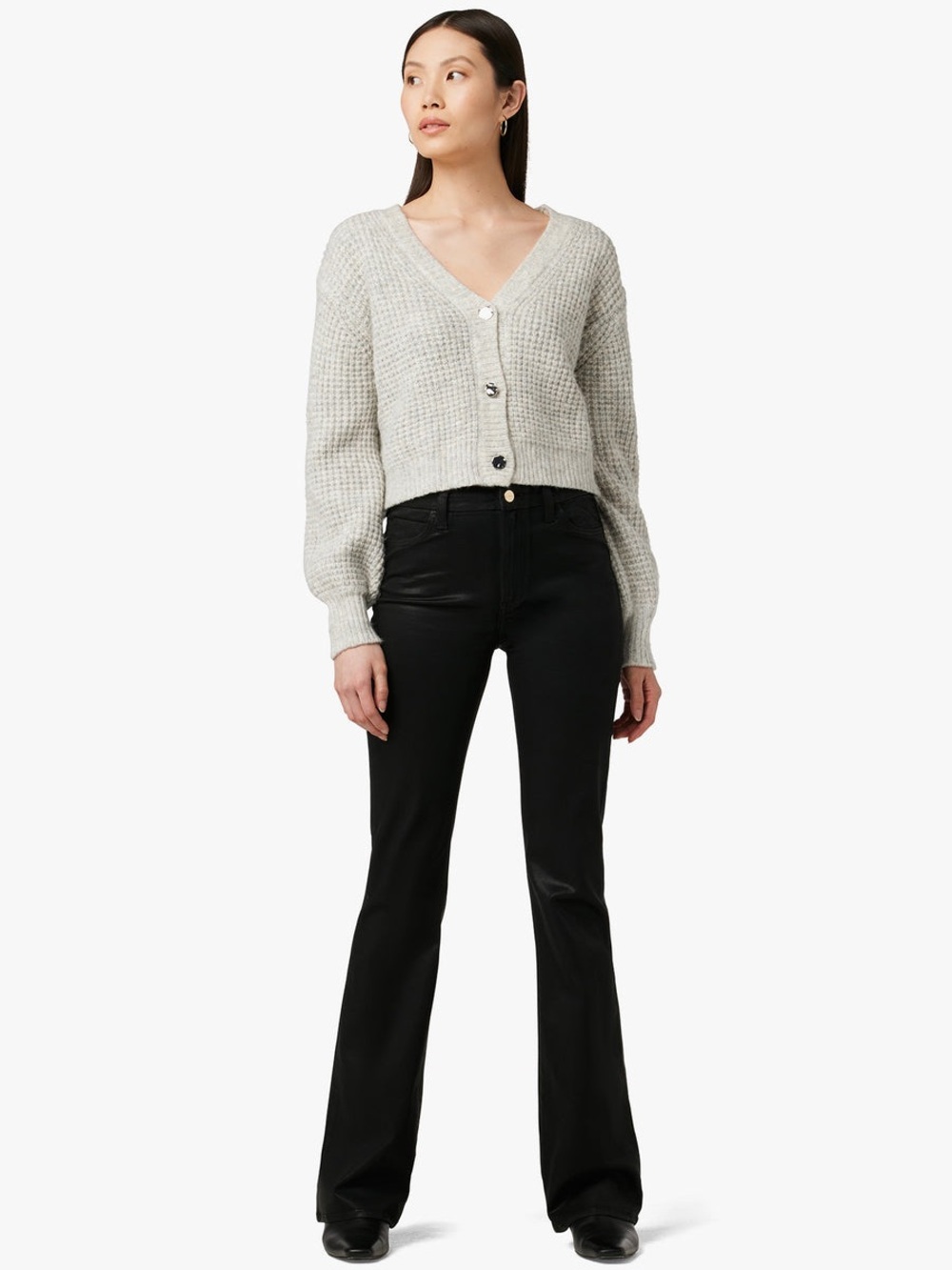 Joe’s Jeans High Rise Coated Black Flare Jeans